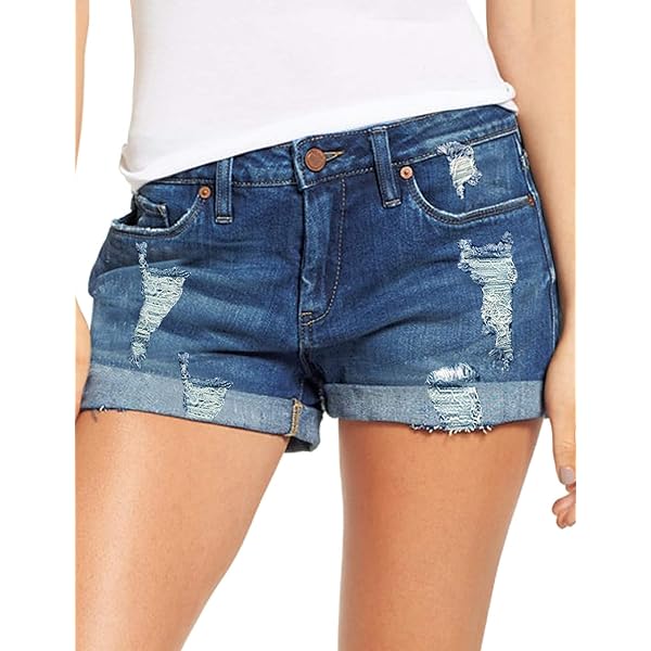 thumbnail interactive-video image 1 of Verdusa Women's Distressed Denim Shorts - Low Rise Ripped Jean Shorts With Pockets 1 of 13