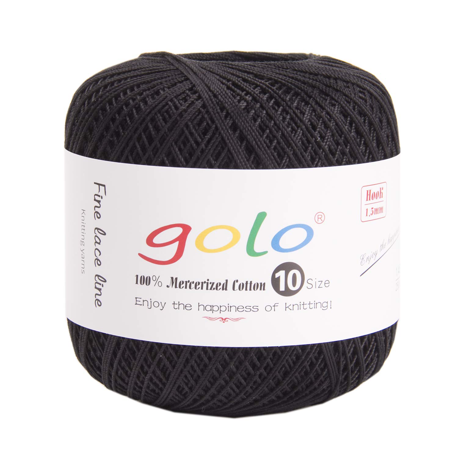 golo Crochet Thread Size 10 for Black Cotton Crochet Yarn for Crocheting Black 901