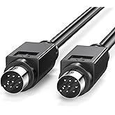 JUXINICE Mini DIN 8pin Male to Male Cable 6ft,Serial Cable,Premium Copper Wire PLC Touch Screen Cable for JVC Subwoofer Replacement - Home Theater Audio (Black)