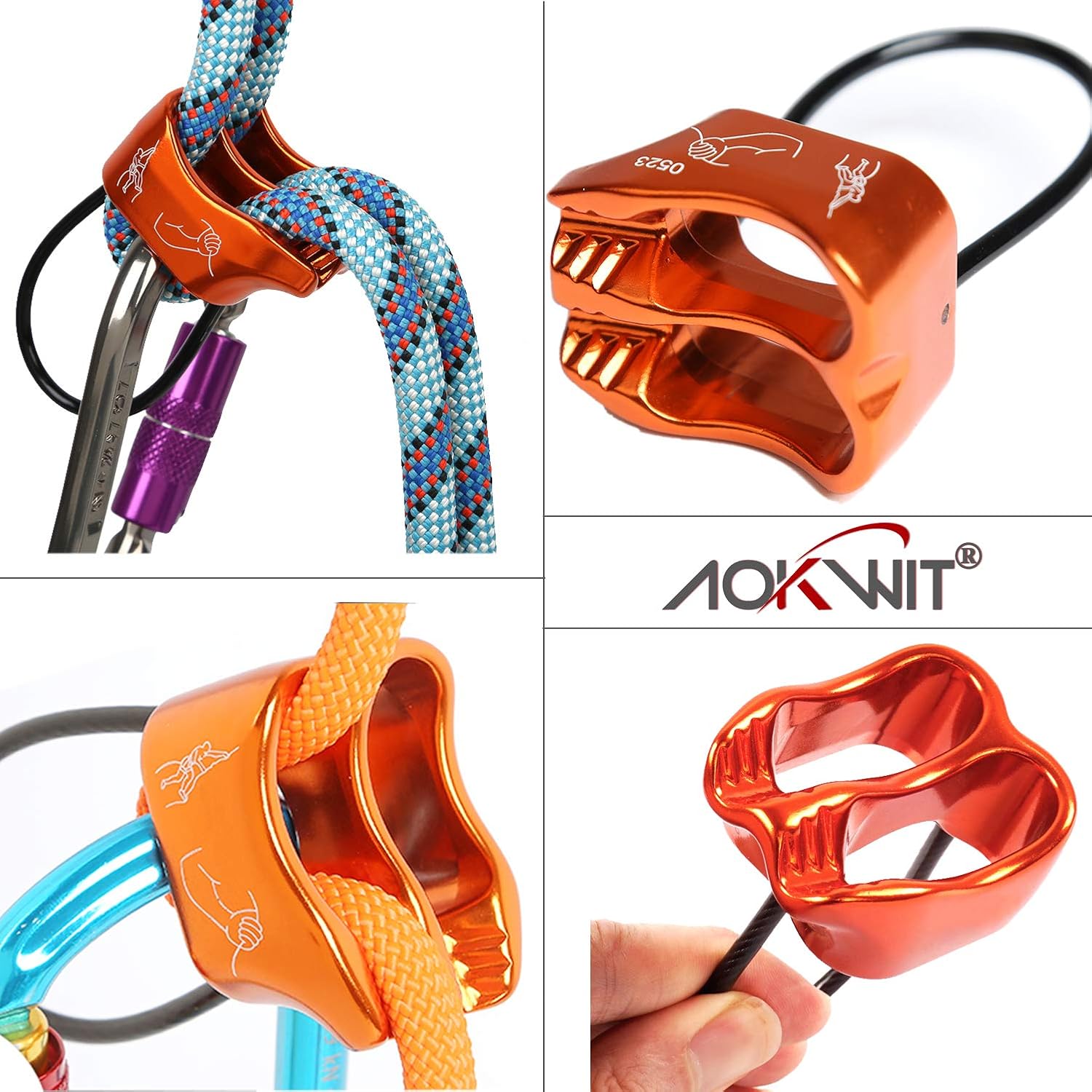 AOKWIT Professional 25KN Rappel ATC Belay Device Aluminum V-grooved Rock Climbing Belay Device Rappelling Descender Safety Equipment (Orange) : Sports & Outdoors