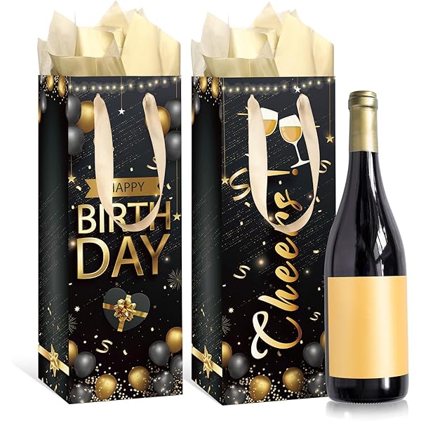 Wine Gift Bags 2 PCS Luxury Wine Bottle Gift Bags, 4"X4"X13.8" Reusable Liquor Bags With Gold Foil Print, Gold Foil Brown Wine Bags For Party Wedding Party Anniversary Champagne Wine Bags With - View #7