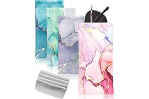 First-zgel 4 Pcs Squeeze Top Sunglass Case with Cleaning Cloth, Soft Leather Eyeglass Case Portable Sunglasses Pouch