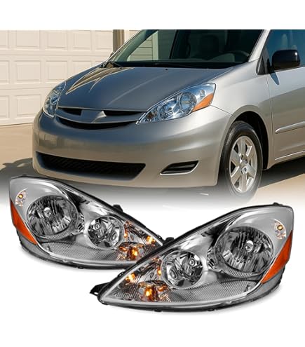 thumbnail image 2 of Ultimatecar Pair Chrome Halogen Headlights For 2004-2005 Toyota Sienna – Driver & Passenger Side, Clear Lens 2 of 5