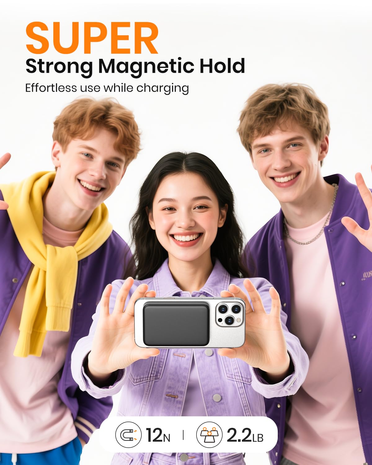 A ADDTOP Magnetische Power Bank 10000mAh - PD 20W Schnelllade Powerbank with USB-C In&Out, Slim Wireless Ladegerät Externe Handyakkus with LED Display für iPhone 17/16/15/14/13/12/Pro Max 3