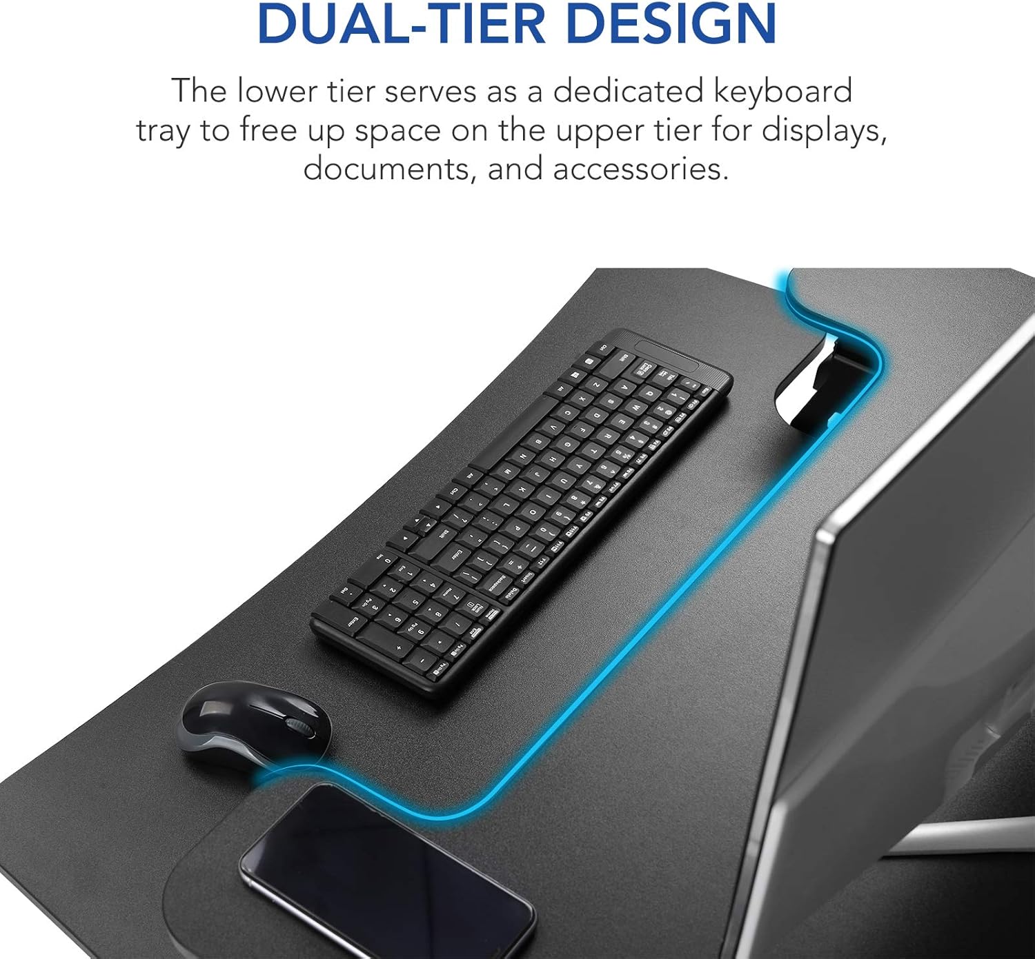 FLEXISPOT Standing Desk Converter 30 inch Height Adjustable Stand Up Desk Riser Black Home Office Desk Workstation for Dual Monitors and Laptop (M730) : Office Products