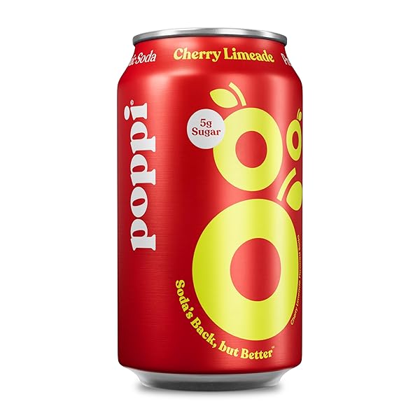 POPPI SPARKLING PREBIOTIC SODA BEVERAGE WITH APPLE CIDER VINEGAR, SELTZER WATER AND FRUIT JUICE, CHERRY LIMEADE FLAVOR, 12 FL OZ, 1 COUNT, PACKAGING MAY VARY