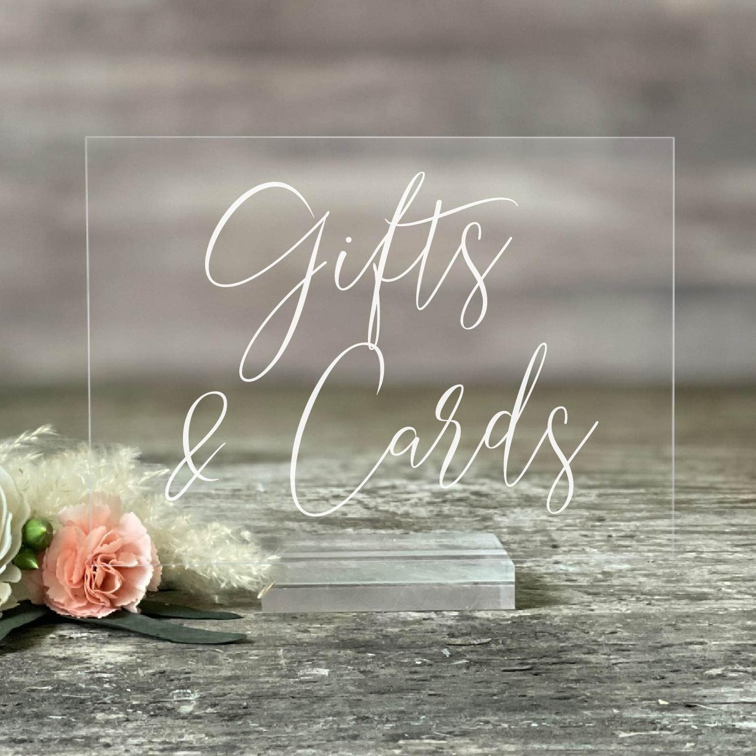 Mixed Media - Gifts and Cards Acrylic 8x10 Sign with Stand | Wedding Table Decor for Modern and Classic Events | Lucite Decorations for Birthday and Anniversary Parties (5X7, Clear Acrylic Stand)