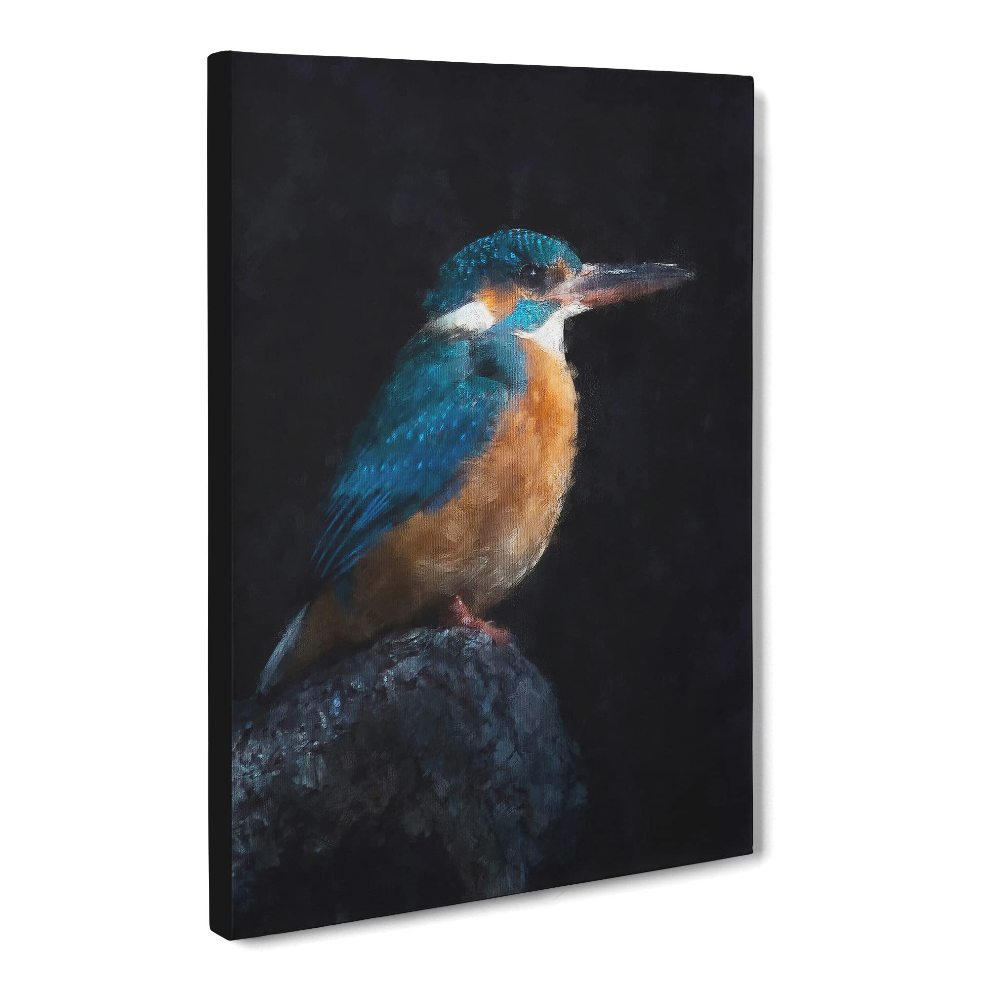 Kingfisher Bird Canvas Print | Gallery Wrapped 30mm Frame Wall Art | 20x14 inches | Ready to Hang | Modern Animals Picture | Living Room Bedroom Lounge Office