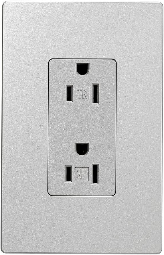 EATON TR1107SG-SP-L Designer Duplex Receptacle, Silver Granite - - 