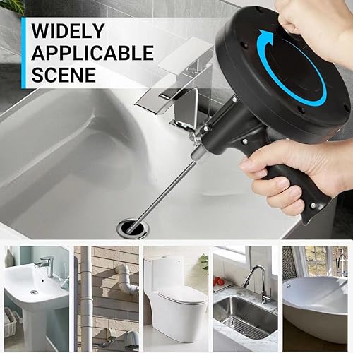 25-Foot Drain Cleaner Snake With Drill Attachment - Unclog Sinks, Toilets, And Pipes