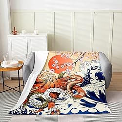 Japanese Ukiyoe Theme Flannel Fleece Throw