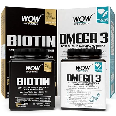 Wow Omega 3 60 Softgels With Wow Biotin 60 Capsules Combo Amazon In Health Personal Care