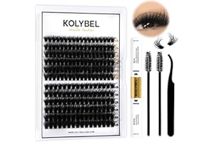 Lash Extension Kit Lash Clusters Kit Thick Eyelash Clusters D Curl Wispy Individual Lashes Cluster Eyelash Extensions False Eyelashes DIY Lash Extension Kit by KOLYBEL(60D+80D-10-18MIX Thick KIT)