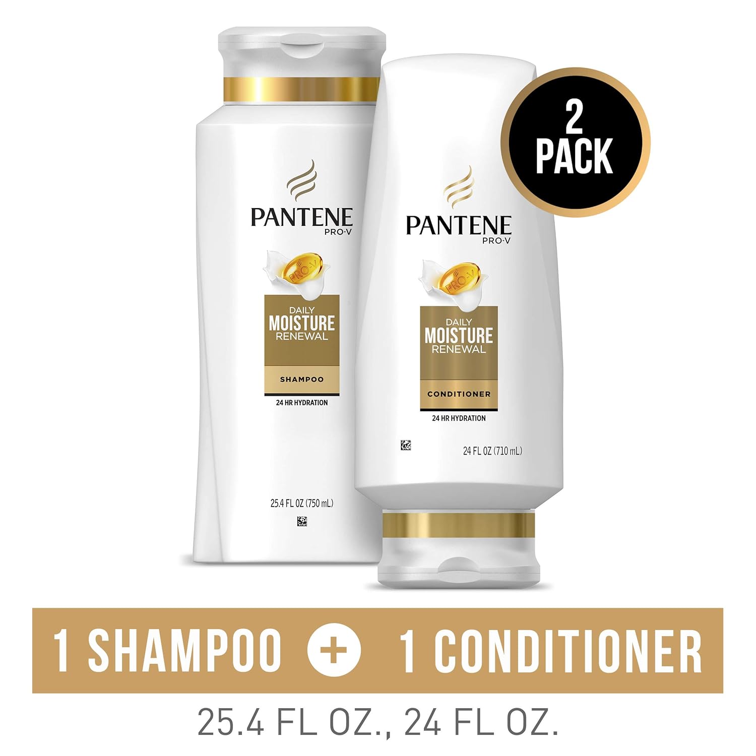 Pantene Moisturizing Shampoo and Conditioner for Dry Hair, Daily Moisture Renewal, Bundle Pack: Beauty