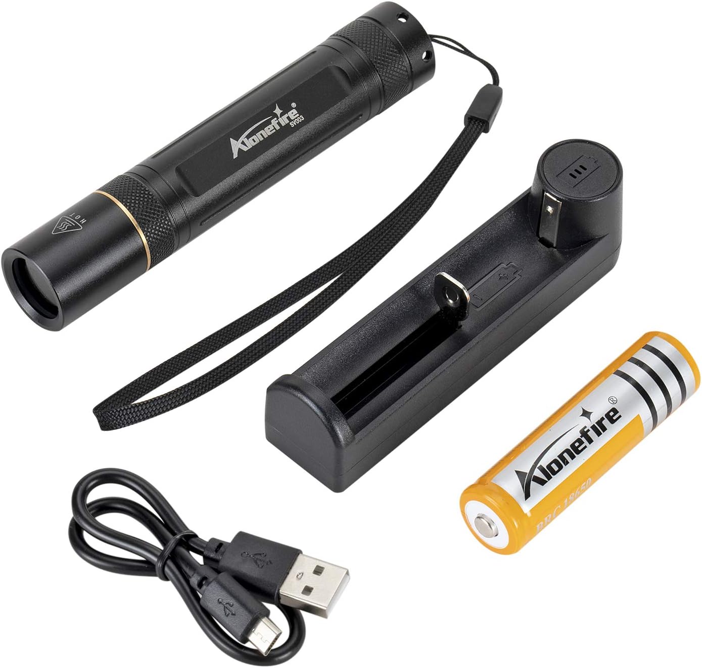 Alonefire SV003 10W 365nm UV Flashlight Portable Rechargeable Blacklight Flashlight Scorpion for Pet Urine Detector Resin Curing with Aluminum Case, Charger, 18650 Battery Included - - 