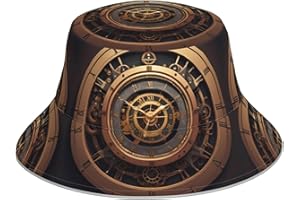 YYHHAOFA Steampunk Clock Picture Reflective Bucket Hat Reversible Sun Protection for Men and Women Black