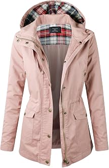 Plaid Hood Detail Anorak Utility Jacket 