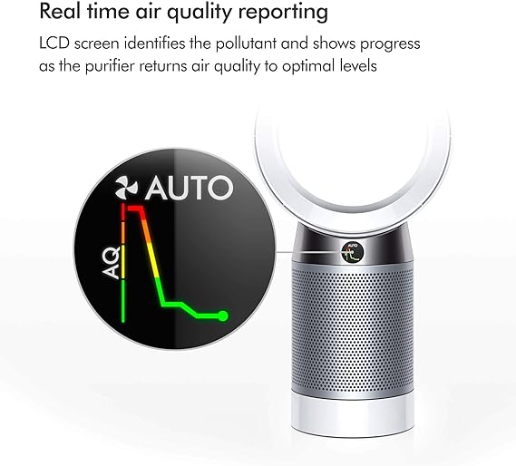 Amazon.com: Dyson Pure Cool DP04-HEPA purificador de aire y ventilador con WiFi, habitaciones grandes, elimina automáticamente alérgenos, contaminantes, polvo, moho, COV, blanco/plata: Home \u0026 Kitchen