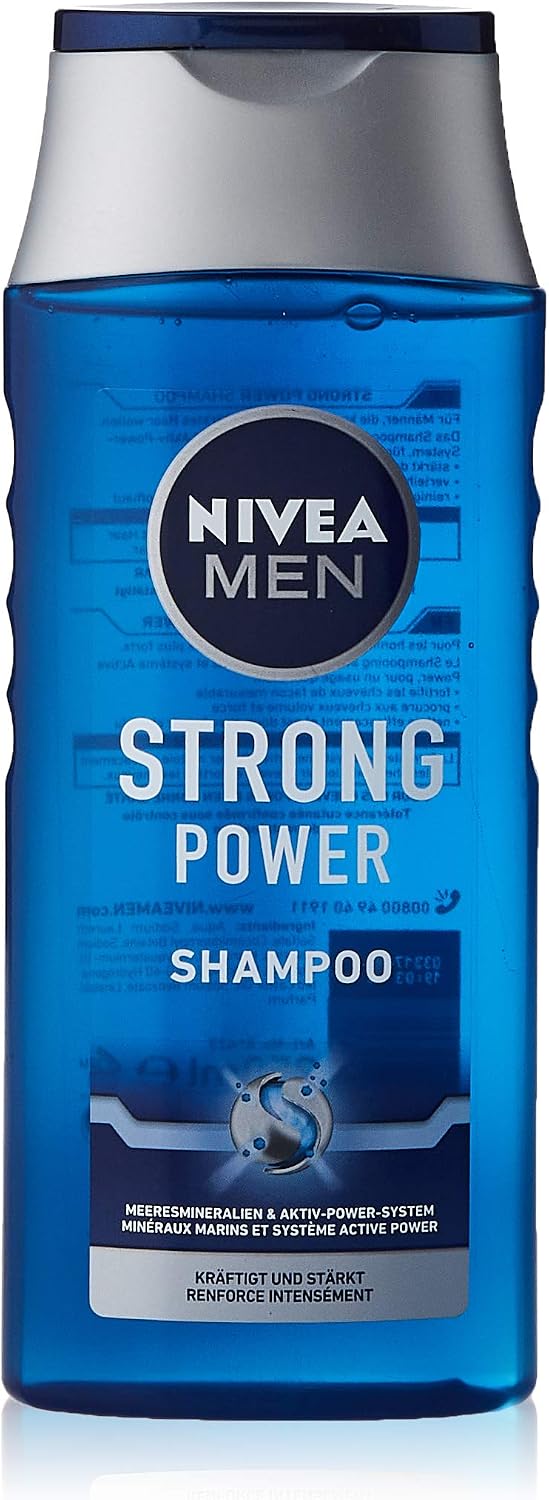 NIVEA MEN Strong Power Shampoo (250ml), Effective Hair Shampoo with Sea Minerals