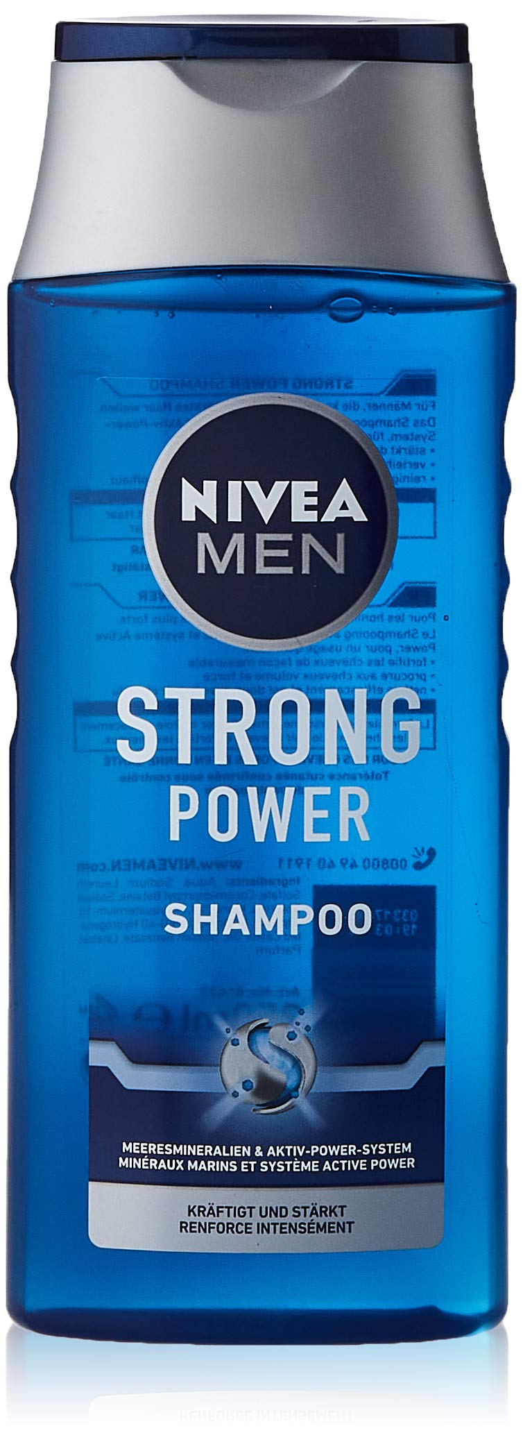 NIVEA MEN Strong Power Shampoo (250ml) - Effective Hair Shampoo with Sea Minerals - Nourishing Shampoo for Powerful and Strengthened Hair