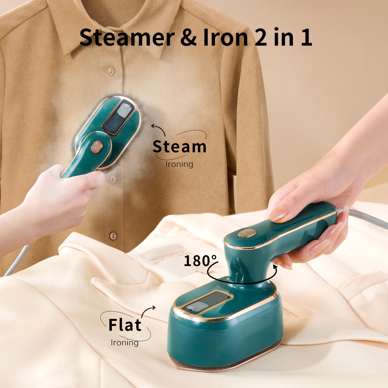 Travel Steamer for Clothes -1000W Small Steam Irons Foldable for Wrinkle Removal, Compact Portable Mini Steamer for Clothes Travel College Dorm Office Home Garment Steamer for Clothes 120V