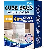 10 Pack Vacuum Storage Bags, Large Cube Bag (19.6 * 27.5 * 11.8 Inch), Large Vacuum Seal Bags for Clothing, Comforters, Blankets, Bedding, Closet Organization Space Saving