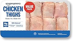 Amazon Grocery, Chicken Thighs Value Pack, Bone-In Skin-On, 100% Natural, Weight Varies