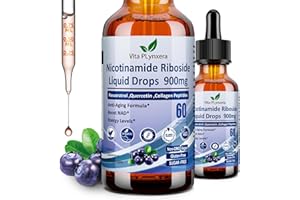 VITA PLYNXERA NAD Supplements for Women & Men, NAD Nicotinamide Riboside Resveratrol 900mg & Quercetin, Niacin, Collagen, Biotin, Liquid NAD Plus Supplement NR900 For Anti-Aging Skin Energy Longevity Focus Brain