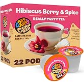 Crazy Cups Hibiscus Berry &amp; Spice Herbal Tea Pods, 22 Count, Kosher Certified, Fruity &amp; Spiced Blend with Cinnamon, Ginger &amp; Clove | K Cup Compatible, Hot or Iced Herbal Tea