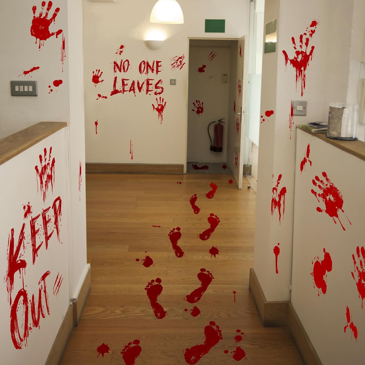 Window Treatments - Halloween Bloody-Handprint-Footprints Floor Stickers, Scary Halloween Party Indoor/Outdoor Decoration, for Windows Clings, Car - 12 Sheets