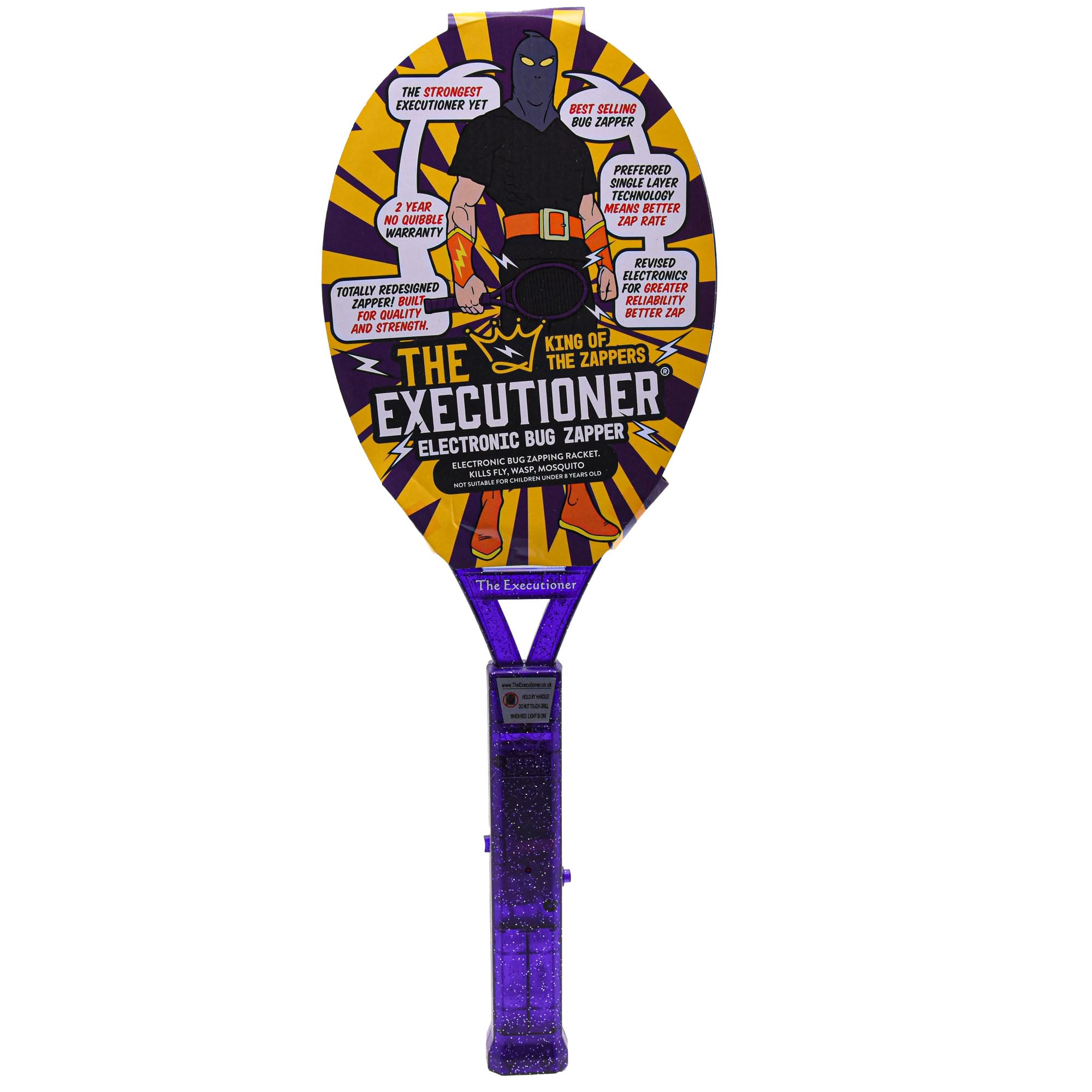 Photo 1 of The Executioner Fly Zapper Mosquito, Wasp, Bug, Insect Killer Swatter Electric Fly Zapper Racket Single Layer for Efficient Zapping Indoor Outdoor (Purple)