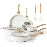 SENSARTE 16Pcs Ceramic Cookware Set Non toxic, Pots and Pans Set Non Stick | Induction Compatible, Even Heating, Durable, Easy to Clean, PFAS/PFOA Free, Healthy Kitchen Cooking Set, Stay-Cool Handles
