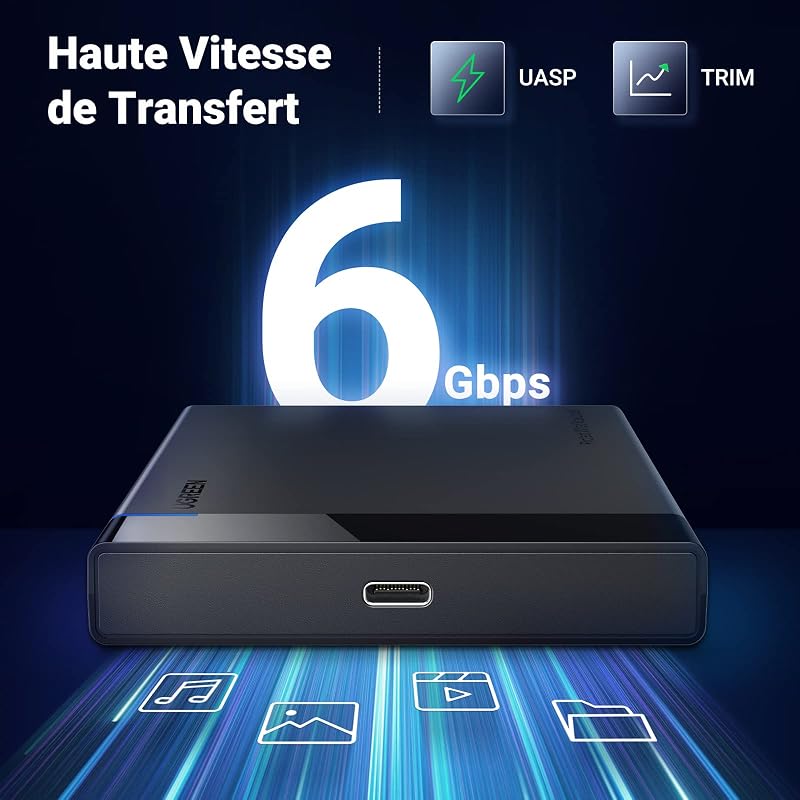Boîtier Externe 2,5 Pouces Disque Dur SATA III II I HDD SSD 6Gbps