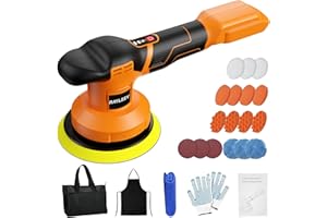 RAYLEEY Cordless Buffer Polisher Kit for DEWALT 20V LI-ION Battery.6-Inch Orbital Buffer Polisher with 3 Variable Speed with 25pcs Polishing Accessories, for Car Polishing/Waxing (Tool Only)