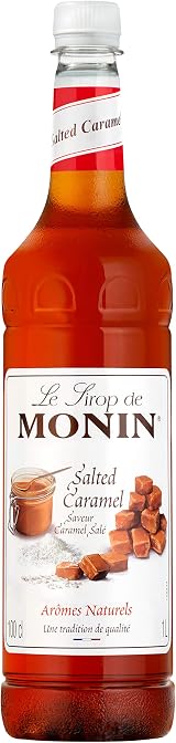 Monin Premium Salted Caramel Syrup 1L for Coffee Cocktails Vegan