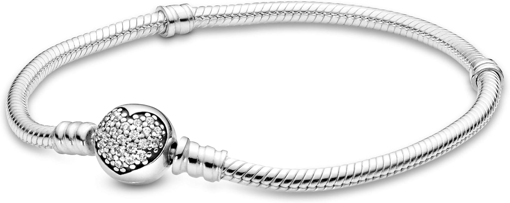 PANDORA Sparkling Heart Bracelet, Clear CZ 590743CZ-16, 6.3 in: Amazon ...