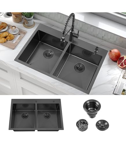Transolid STDE33226-3 Select 3-Hole Drop-in 50/50 Double Bowl 22-Gauge Stainless Steel Kitchen Sink, 33-in X 22-in X 6-in, Brushed Finish - View #13