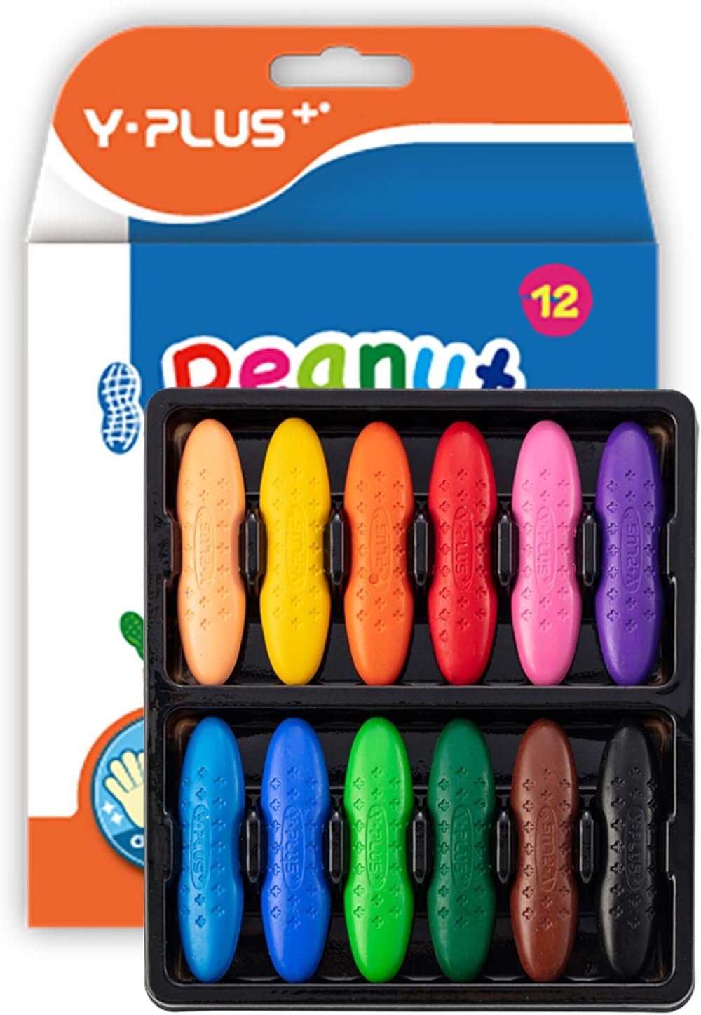YPLUS Peanut Crayons for Toddlers 12 Colors Non-Toxic Easy to Hold Washable