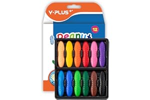 YPLUS Peanut Crayons for Kids, 12 Colors Washable Toddler Crayon, Non-Toxic Baby Crayon for ages 2-4, 1-3, 4-8, Coloring Art Supplies