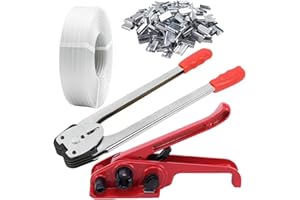 Pallet Packaging Strapping Banding Kit with Tensioner Tool Sealer, 1/2" x 500' Polypropylene Straps & 50 Metal Seals, Packing