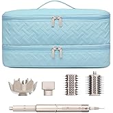 ARLMEGOR Double-Layer Travel Carrying Case for Hair Dryer/Shark Flexstyle/Dyson Airwrap and Hair Styler Attachmentst Portable Storage Organizer Bag Hair Tools Travel Bag (Blue)