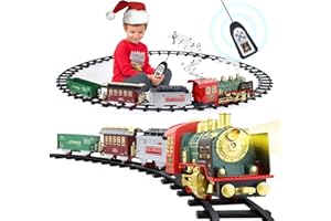 Train Set for Boys Girls, Christmas Electric Remote Control Train Set with Steam, Sound & Light, Remote Control Train Toys w/