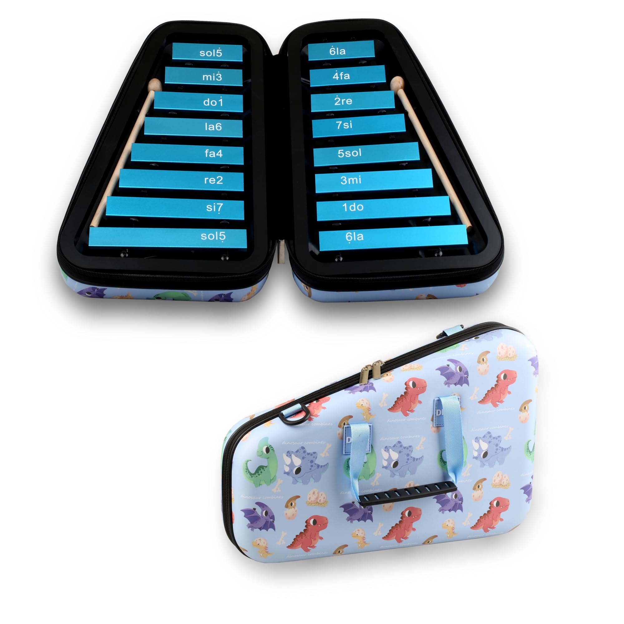 MEELAND Xylophone,16 Notes Glockenspiel ， Metal Keys with Cartoon case and 4 Mallets, Professional Xylophone Instrument Music Teaching, Gifts （Blue）