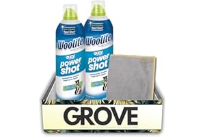 GROVE Woolite Oxy Deep Power Shot Fresh Scent Carpet Cleaner 14 oz Liquid Bundle with Microfiber Cloth – Removes Stains and Odors from Carpet and Upholstery – Gift Set (3 Items)