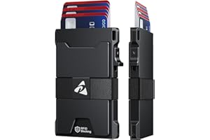 Men Wallet Credit Card Holder, Wallets for Men, Aluminum Minimalist Metal Pop Up Wallet with Durable Expandable Backplate, RF