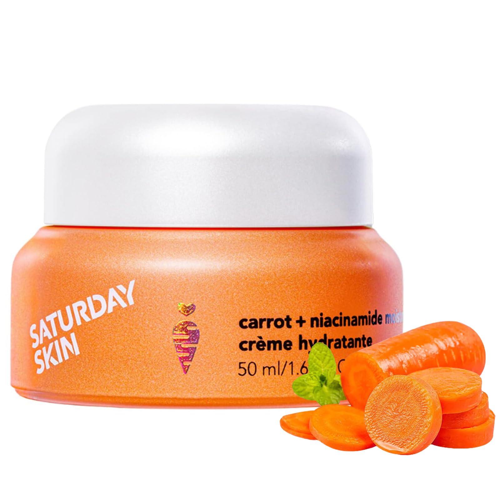 Saturday Skin Face Moisturizing Cream with Carrot, Niacinamide, Ceramides & Centella Asiatica, Peptide, Paraben-Free, Sulfates-Free, Fragrance-Free(1.61 Ounce (Pack of 1))