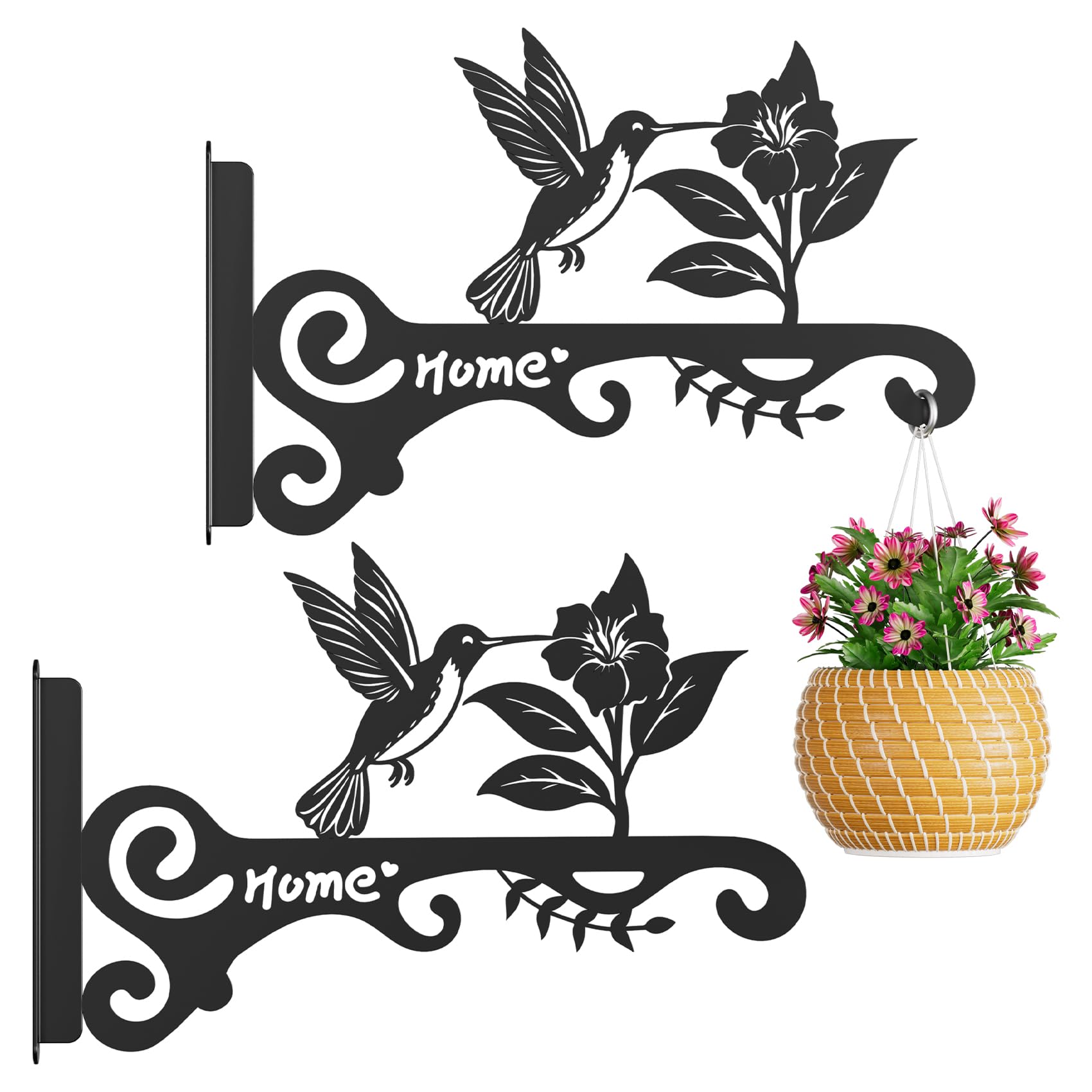 Photo 1 of 10 Inch Metal Plant Hooks (2-Pack) - Decorative Wall Hangers with Bird Design for Indoor & Outdoor Use - Hanging Brackets for Plants, Flower Baskets, Bird Feeders, Lanterns - Patio, Garden, Home Decor