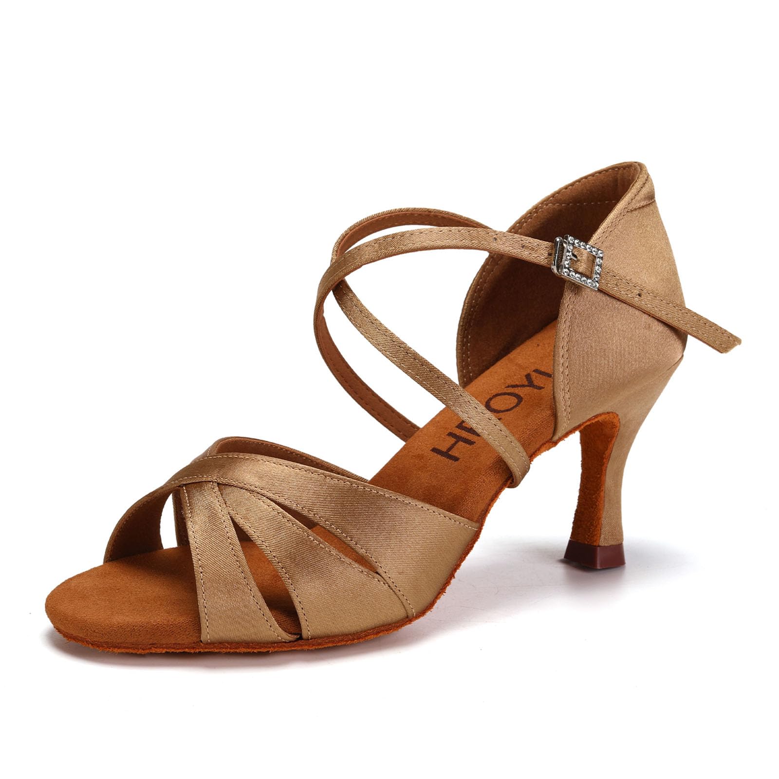 Photo 1 of HROYL Women Latin Dance Shoes Professional Practice Performance Ballroom Salsa Dancing Shoes,EM-L3047-DB-Beige-7-S,US 8.5