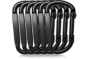 EZYA Carabiner Clips Heavy Duty, 2.4" Small D Ring Caribiniers - for Keychains, Camping, Hiking, Dog Leash, Black, 6PCS
