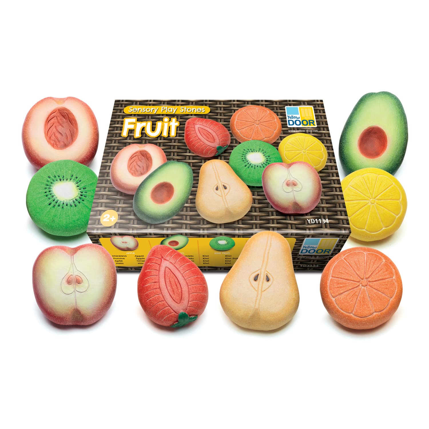 Yellow Door Fruit Sensory Play Stones | Pretend play food set | toy play food | role play cooking and baking | mud kitchen toys and accessories | for boys girls aged 2 3 4 5 | outdoor learning